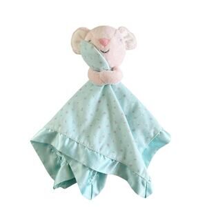 Carter’s Teal Satin Trim Pink Mouse Lovey Security Blanket Baby